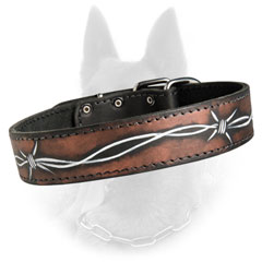 Leather Belgian Malinois Dog Collar With Exclusive  Painting