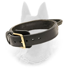 Strong 2 Ply Leather Belgian Malinois Collar for Effective Training