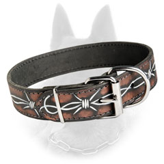 Reliable Leather Belgian Malinois Dog Collar With  Nickel Fittings