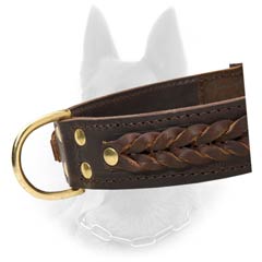 Genuine Leather Belgian Malinois Dog Collar With Brass  Hardware