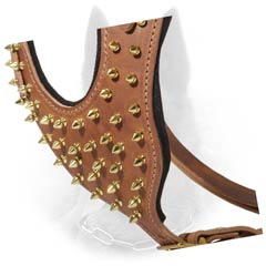 Spiked Chest Plate of Leather Dog Harness for Stylish Walking