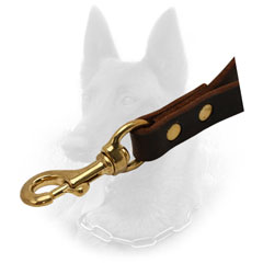 Riveted Leather Belgian Malinois Leash with Brass Snap Hook