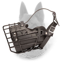 Belgian Malinois Metal Cage Dog Muzzle Covered with  Black Rubber