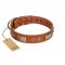 "Pawsy Glossy" FDT Artisan Exclusive Tan Leather Belgian Malinois Collar 1 1/2 inch (40 mm) wide