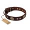 "Breath of Elegance" FDT Artisan Decorated with Plates Brown Leather Belgian Malinois Collar