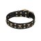 'Jolly Rojer' FDT Artisan Belgian Malinois Leather Dog Collar with Pirate Skulls and Studs - 1 1/2 inch (40 mm) wide