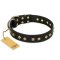 "Rhomb Style" FDT Artisan Decorated Leather Belgian Malinois Collar with Old Bronze-Plated Studs 1 1/2 inch (40 mm) Wide