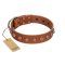 "Heroic Deeds" Designer Handmade FDT Artisan Tan Leather Belgian Malinois Collar