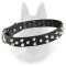 Studded Leather Dog Collar With 3 Rows Of Small Pyramids