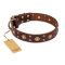"Caprice of Fashion" FDT Artisan Brown Leather Belgian Malinois Collar with Round Decorations