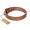 "Catchy Look" FDT Artisan Decorated Tan Leather Belgian Malinois Collar