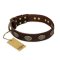 "Chocolate kiss" FDT Artisan Leather Belgian Malinois Collar with Old Bronze Look Oval Plates