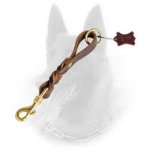 Short Belgian Malinois Leather Leash with Braided Decoration