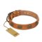 "Magic Amulet" FDT Artisan Tan Leather Belgian Malinois Collar with Oval Studs