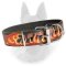 Flames Painted Leather Dog Collar For Belgian Malinois