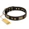 "Passion for Style and Beauty" FDT Artisan Decorated Black Leather Belgian Malinois Collar