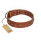 "Broadway" Handmade FDT Artisan Tan Leather Belgian Malinois Collar with Dotted Pyramids