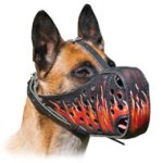 Real Flames Coloring Posh Leather Padded Belgian Malinois Muzzle