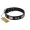 "Pitch Dark" FDT Artisan Black Leather Belgian Malinois Collar with Stars and Plates