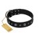 "Mr. Elegance" Designer FDT Artisan Black Leather Belgian Malinois Collar with Silver-Like Studs