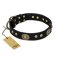 "High Fashion" FDT Artisan Studded with Plates Black Leather Belgian Malinois Collar