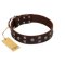 "Brown Shadow" Designer Handmade FDT Artisan Brown Leather Belgian Malinois Collar