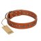 "Star Trek" FDT Artisan Tan Leather Belgian Malinois Collar Decorated with Stars
