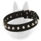 Leather Belgian Malinois Collar "Daily Elegance" with Silver-Like Pyramids