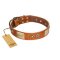 "Perfect Blend" FDT Artisan Tan Leather Belgian Malinois Collar 1 1/2 inch (40 mm) wide