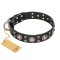 FDT Artisan 'Vintage Necklace' Studded Black Leather Belgian Malinois Dog Collar - 1 1/2 inch (40mm) wide