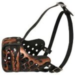 "Magma" Style Leather Belgian Malinois Muzzle with Handmade Paint