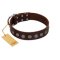 "Starry-Eyed" Best Quality FDT Artisan Brown Designer Leather Belgian Malinois Collar with Small Plates