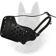 Leather Dog Muzzle "Dondi" Style For Belgian Malinois