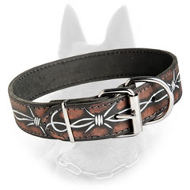 Barbed Wire Leather Dog Collar For Belgian Malinois