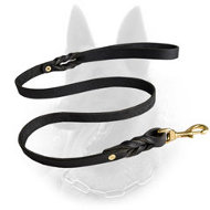High-End Belgian Malinois Leather Leash for Comfortable Walking and Training