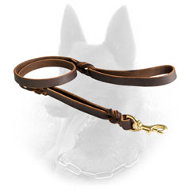Leather Belgian Malinois Leash with Double Handle