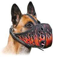 Real Flames Coloring Posh Leather Padded Belgian Malinois Muzzle