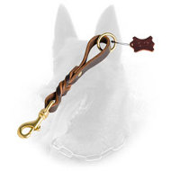Short Belgian Malinois Leather Leash with Braided Decoration