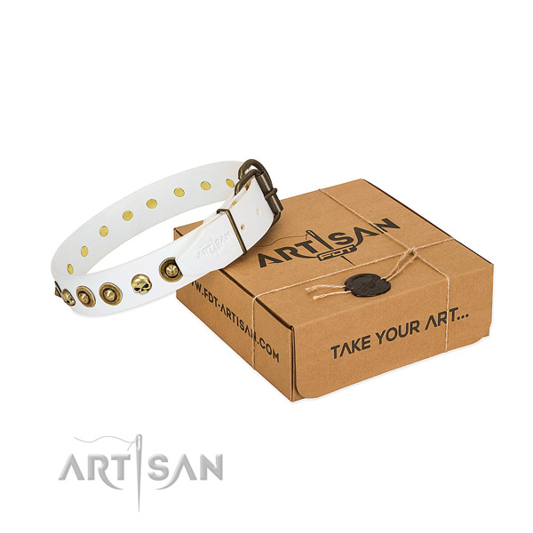 Full grain genuine leather collar with stylish studs for your pet