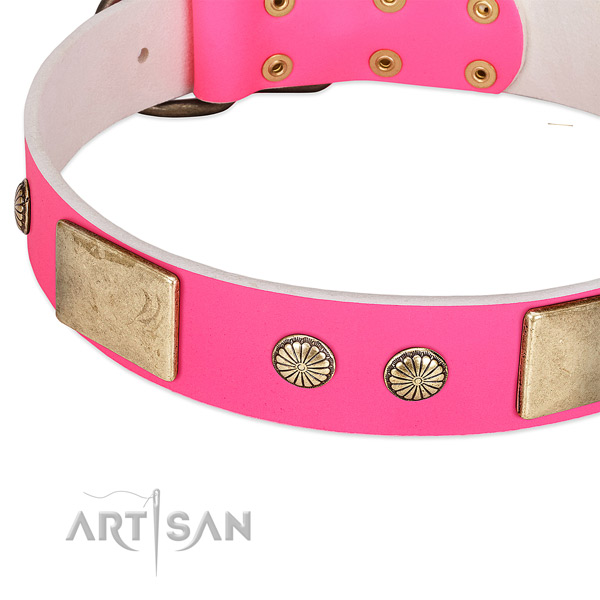 Durable buckle on full grain leather dog collar for your dog