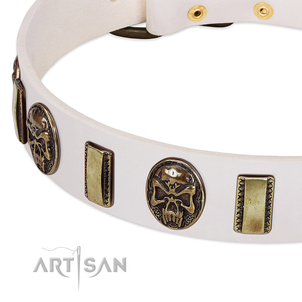 Rust-proof fittings on genuine leather dog collar for your pet