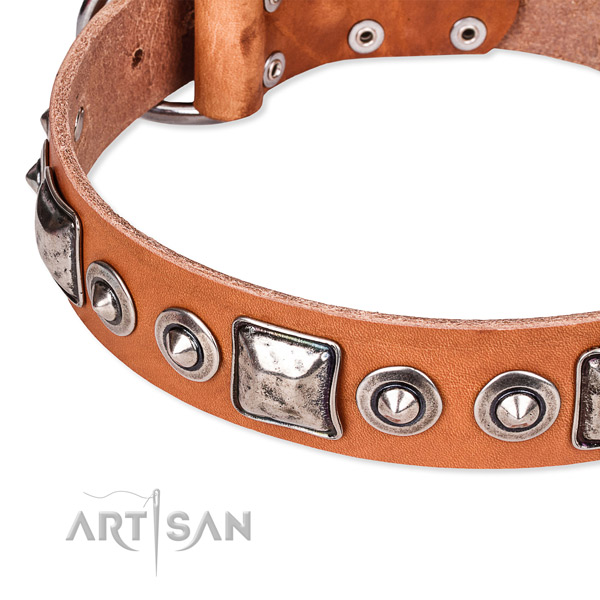 Durable full grain genuine leather dog collar created for your attractive pet