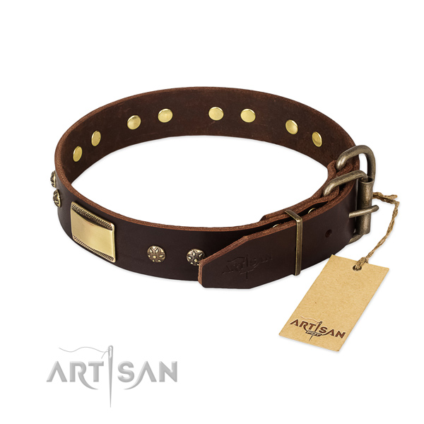 Exceptional full grain natural leather collar for your canine