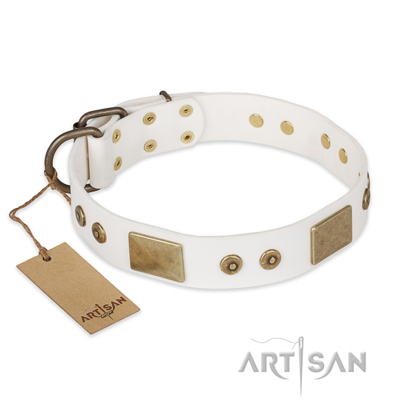 Fine quality genuine leather dog collar for comfy wearing