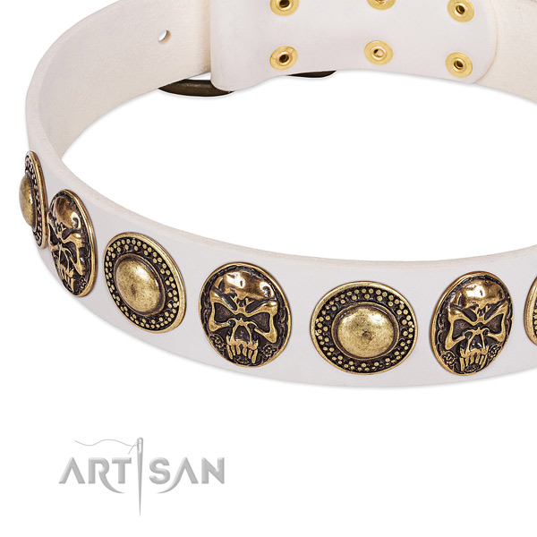 Reliable fittings on full grain genuine leather dog collar for your dog