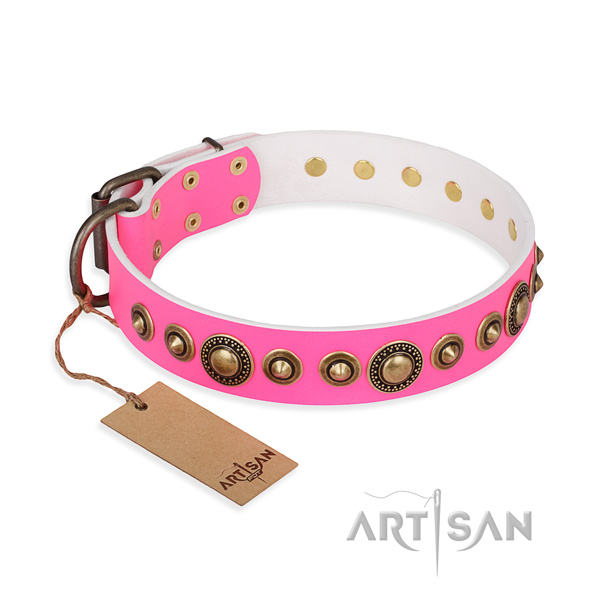 Soft genuine leather collar created for your canine