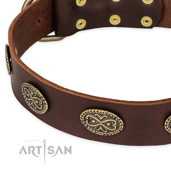 Top notch full grain genuine leather collar for your lovely doggie