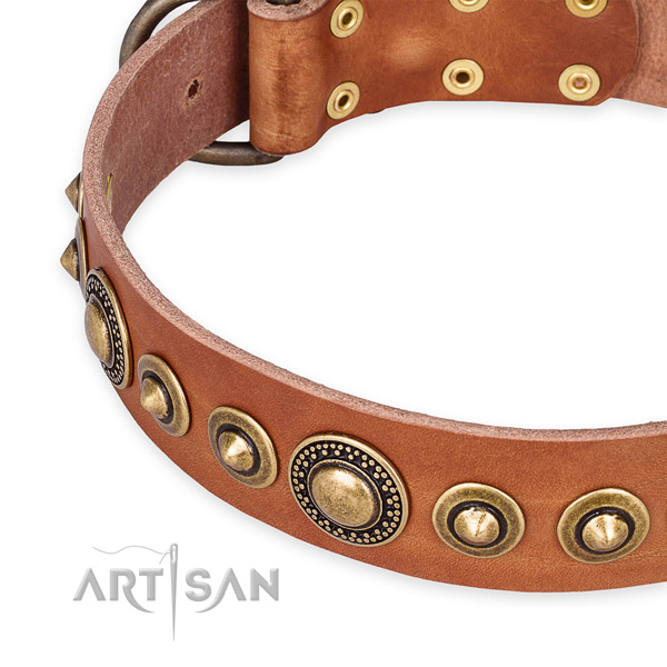 Quality natural genuine leather dog collar made for your attractive pet