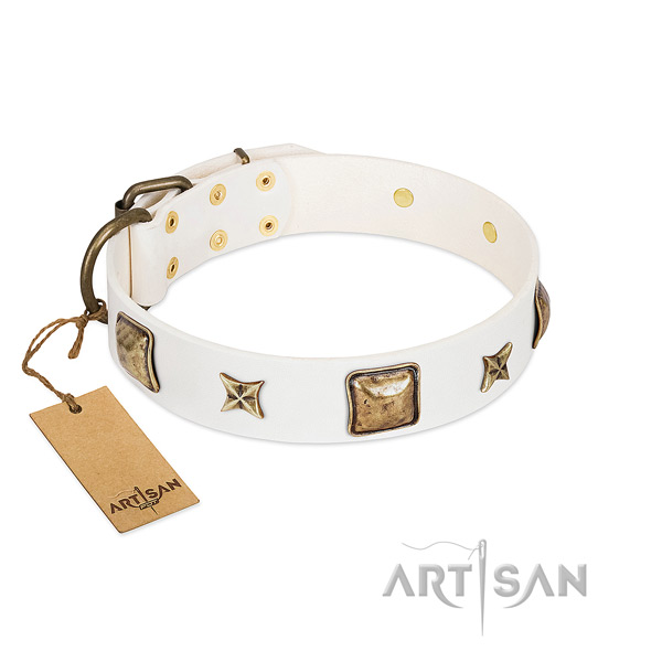 Convenient leather dog collar for comfy wearing