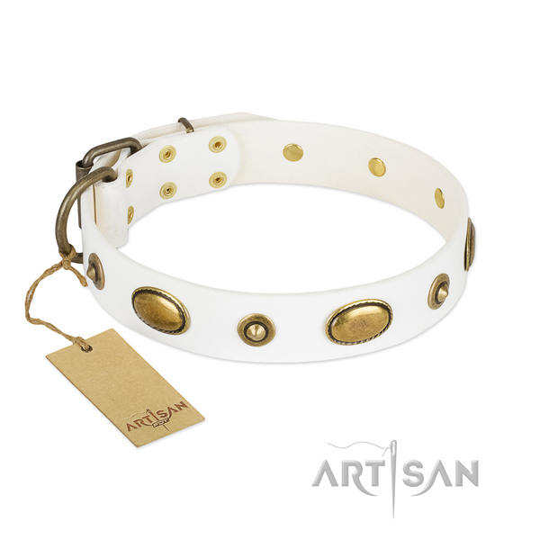 Convenient full grain genuine leather collar for your canine